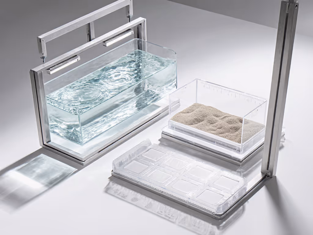 bluetooth_speaker_stress_testing_setup_with_water_tank_sand_tray_and_drop_station